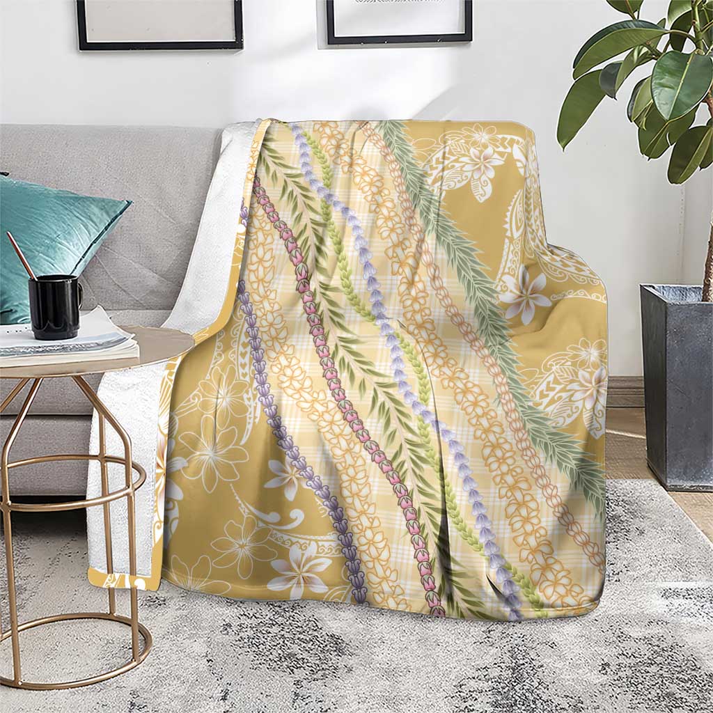 Yellow Palaka Hawaii Leis Blanket Hawaiian-plaid Elegant Tropical Vibes - Polynesian Pride