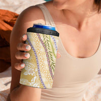 Yellow Palaka Hawaii Leis 4 in 1 Can Cooler Tumbler Hawaiian-plaid Elegant Tropical Vibes LT14 - Polynesian Pride