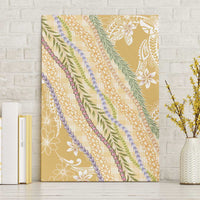 Yellow Palaka Hawaii Leis Canvas Wall Art Hawaiian-plaid Elegant Tropical Vibes LT14 Without Frame Yellow - Polynesian Pride