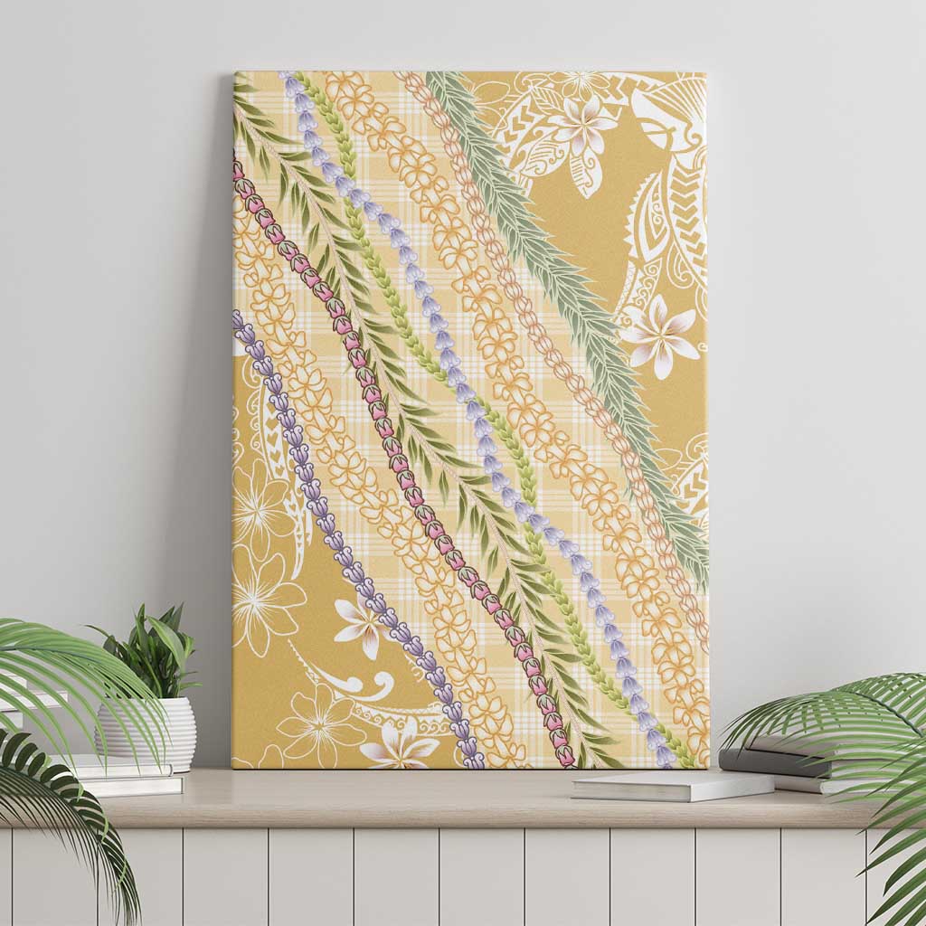 Yellow Palaka Hawaii Leis Canvas Wall Art Hawaiian-plaid Elegant Tropical Vibes LT14 - Polynesian Pride