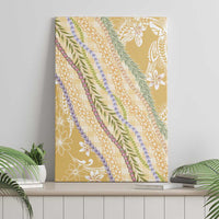 Yellow Palaka Hawaii Leis Canvas Wall Art Hawaiian-plaid Elegant Tropical Vibes LT14 - Polynesian Pride