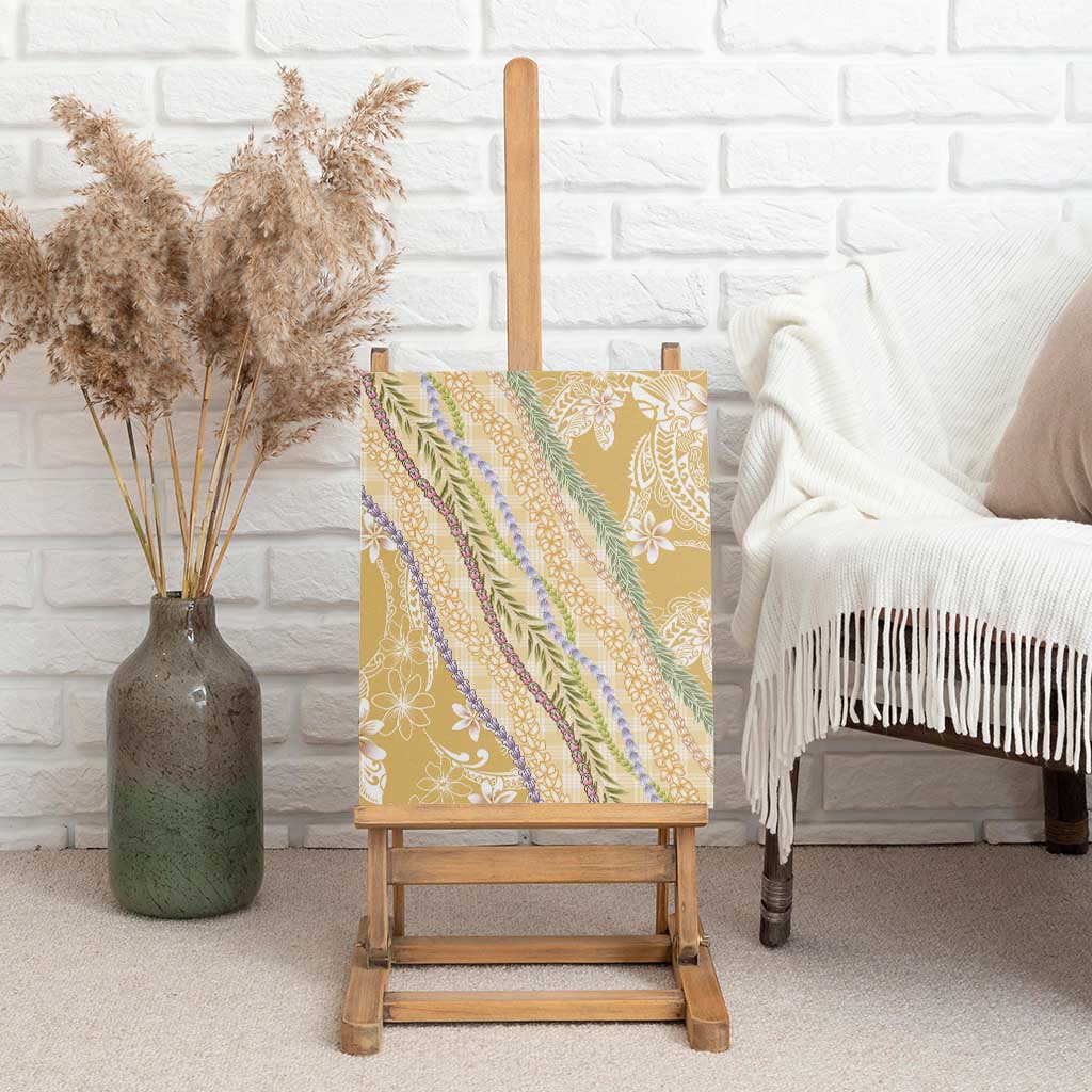 Yellow Palaka Hawaii Leis Canvas Wall Art Hawaiian-plaid Elegant Tropical Vibes LT14 - Polynesian Pride