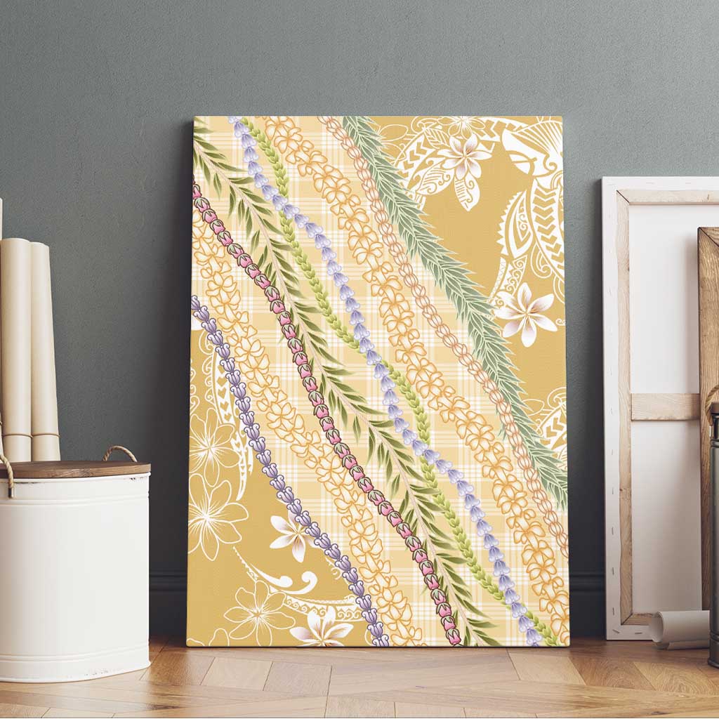 Yellow Palaka Hawaii Leis Canvas Wall Art Hawaiian-plaid Elegant Tropical Vibes LT14 - Polynesian Pride