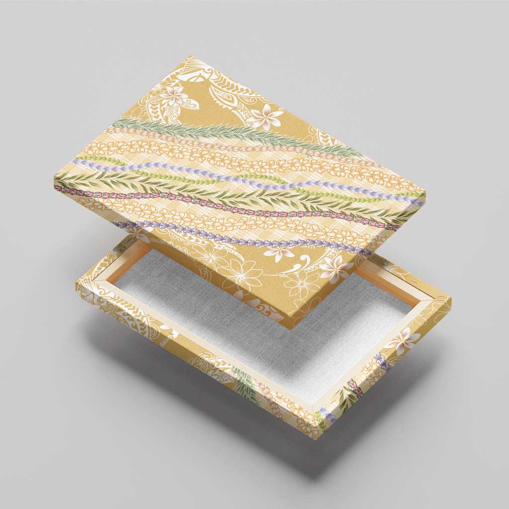 Yellow Palaka Hawaii Leis Canvas Wall Art Hawaiian-plaid Elegant Tropical Vibes LT14 - Polynesian Pride