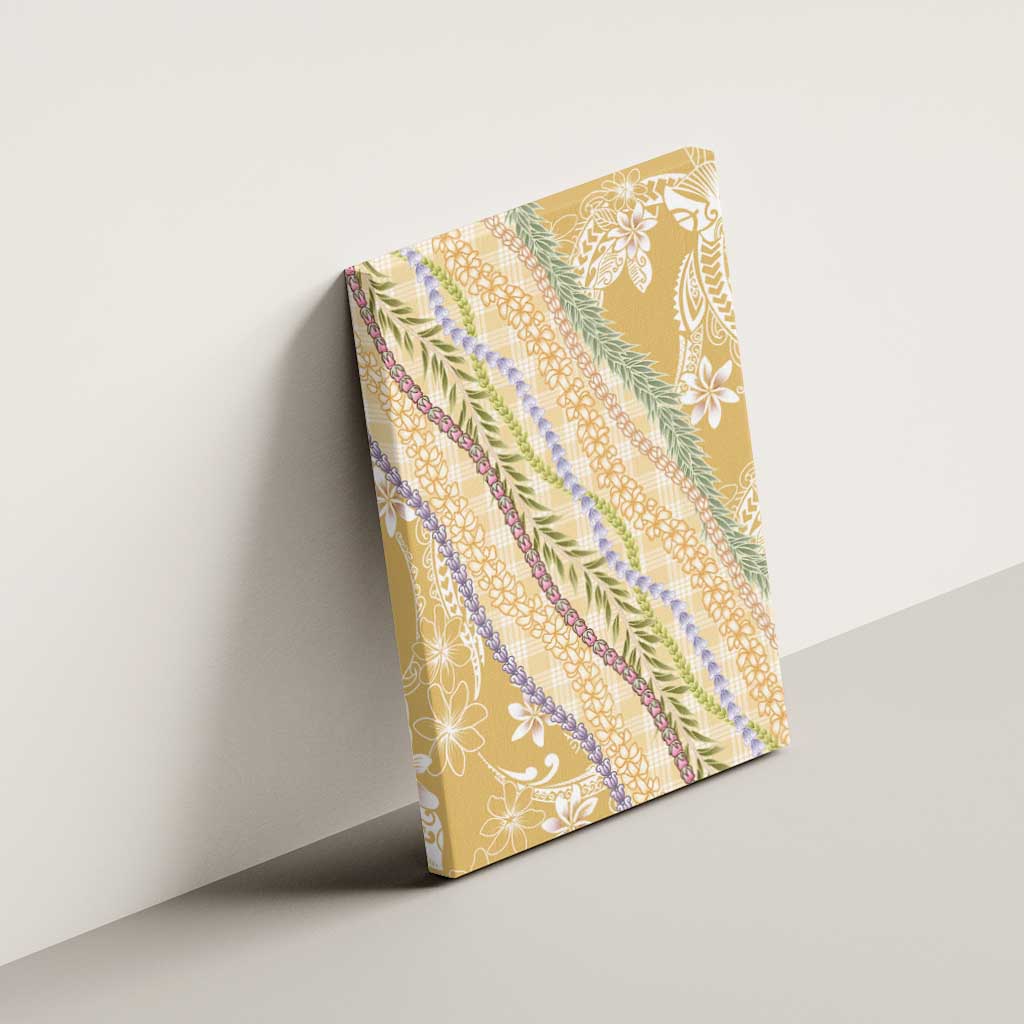 Yellow Palaka Hawaii Leis Canvas Wall Art Hawaiian-plaid Elegant Tropical Vibes LT14 - Polynesian Pride