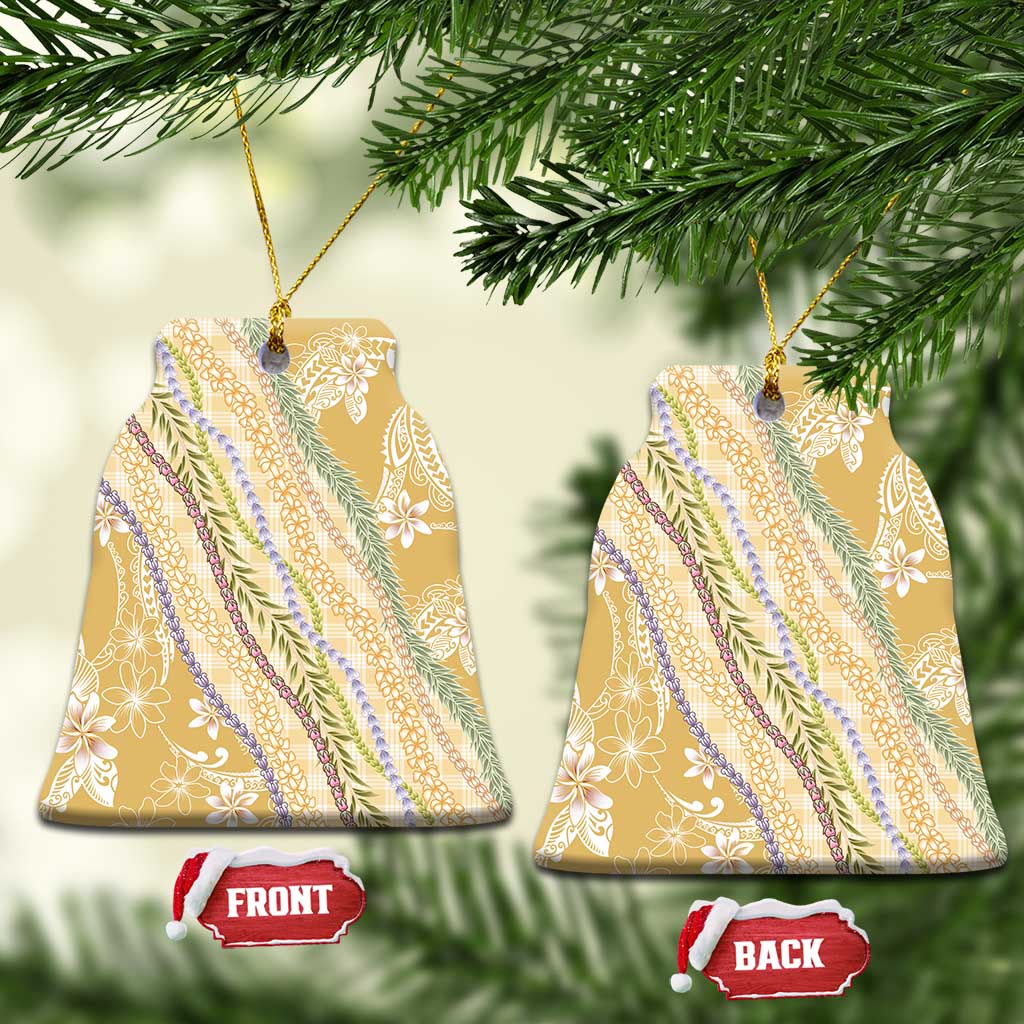 Yellow Palaka Hawaii Leis Ceramic Ornament Hawaiian-plaid Elegant Tropical Vibes - Polynesian Pride