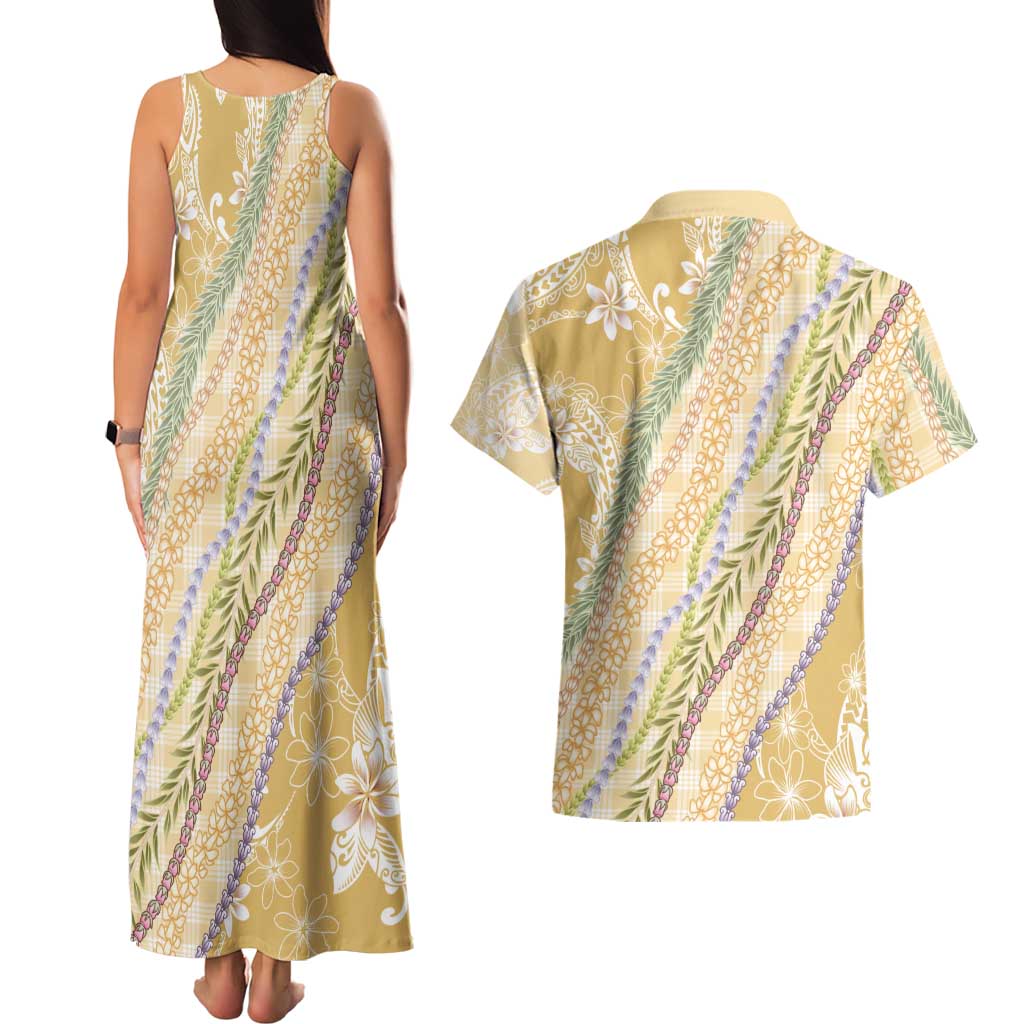 Yellow Palaka Hawaii Leis Couples Matching Tank Maxi Dress and Hawaiian Shirt Hawaiian-plaid Elegant Tropical Vibes LT14 - Polynesian Pride