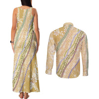 Yellow Palaka Hawaii Leis Couples Matching Tank Maxi Dress and Long Sleeve Button Shirt Hawaiian-plaid Elegant Tropical Vibes LT14 - Polynesian Pride