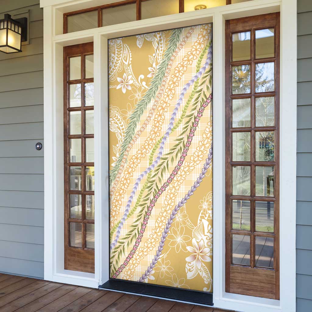 Yellow Palaka Hawaii Leis Door Cover Hawaiian-plaid Elegant Tropical Vibes LT14 - Polynesian Pride