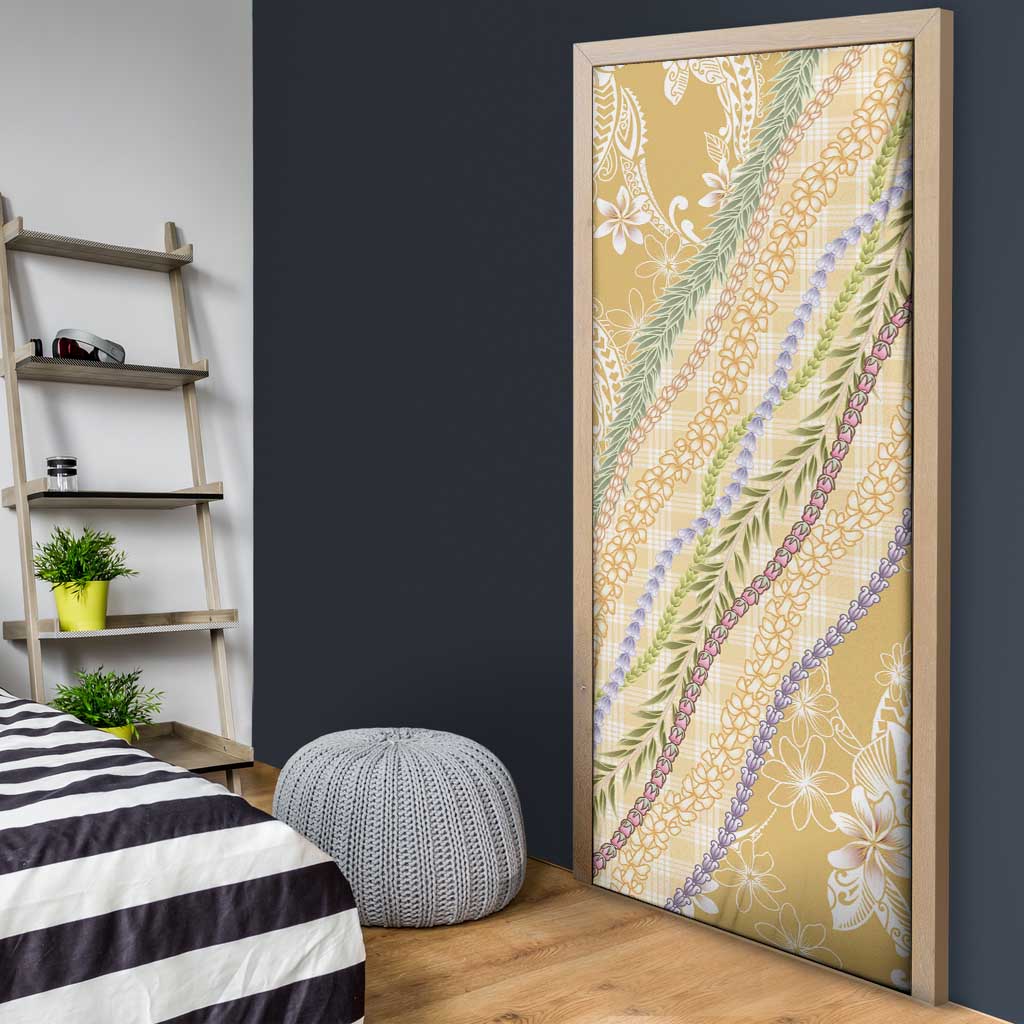 Yellow Palaka Hawaii Leis Door Cover Hawaiian-plaid Elegant Tropical Vibes LT14 - Polynesian Pride