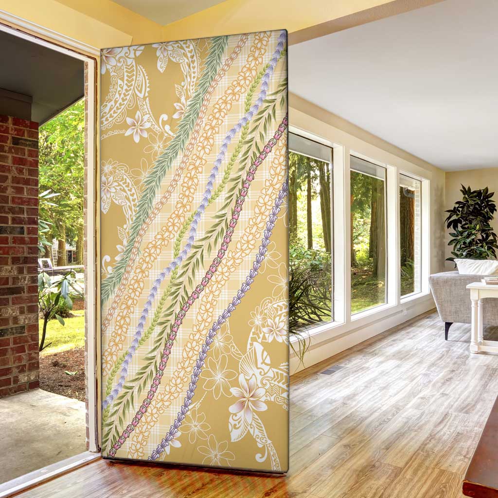 Yellow Palaka Hawaii Leis Door Cover Hawaiian-plaid Elegant Tropical Vibes LT14 - Polynesian Pride