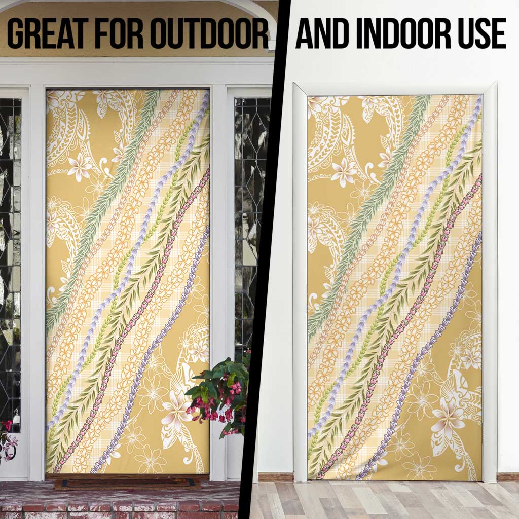 Yellow Palaka Hawaii Leis Door Cover Hawaiian-plaid Elegant Tropical Vibes LT14 - Polynesian Pride