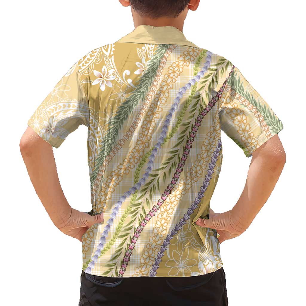 Yellow Palaka Hawaii Leis Family Matching Mermaid Dress and Hawaiian Shirt Hawaiian-plaid Elegant Tropical Vibes LT14 - Polynesian Pride