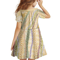 Yellow Palaka Hawaii Leis Family Matching Off The Shoulder Long Sleeve Dress and Hawaiian Shirt Hawaiian-plaid Elegant Tropical Vibes LT14 - Polynesian Pride