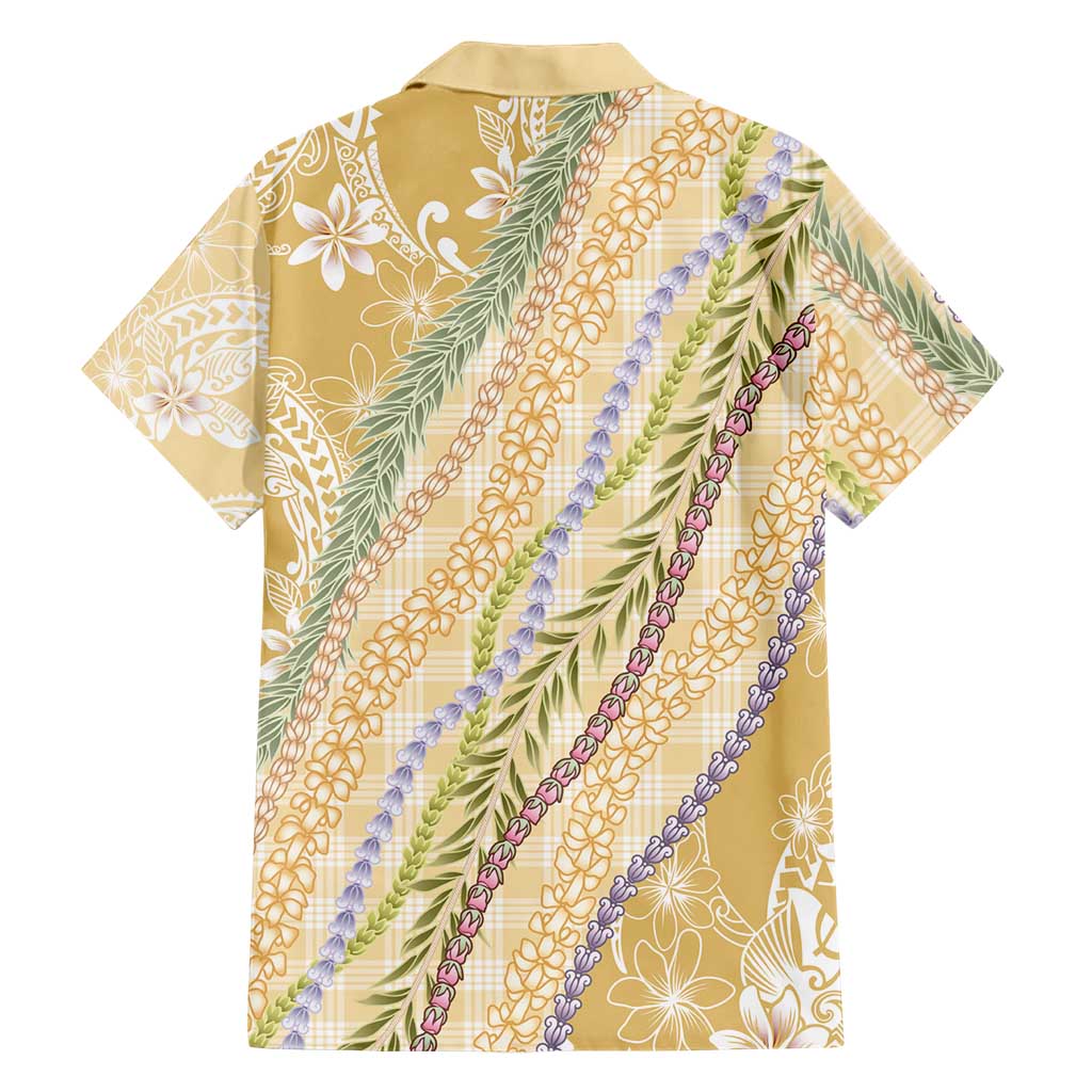 Yellow Palaka Hawaii Leis Family Matching Off Shoulder Maxi Dress and Hawaiian Shirt Hawaiian-plaid Elegant Tropical Vibes LT14 - Polynesian Pride