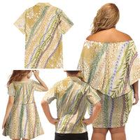 Yellow Palaka Hawaii Leis Family Matching Off Shoulder Short Dress and Hawaiian Shirt Hawaiian-plaid Elegant Tropical Vibes LT14 - Polynesian Pride