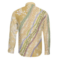 Yellow Palaka Hawaii Leis Family Matching Off Shoulder Short Dress and Hawaiian Shirt Hawaiian-plaid Elegant Tropical Vibes LT14 - Polynesian Pride