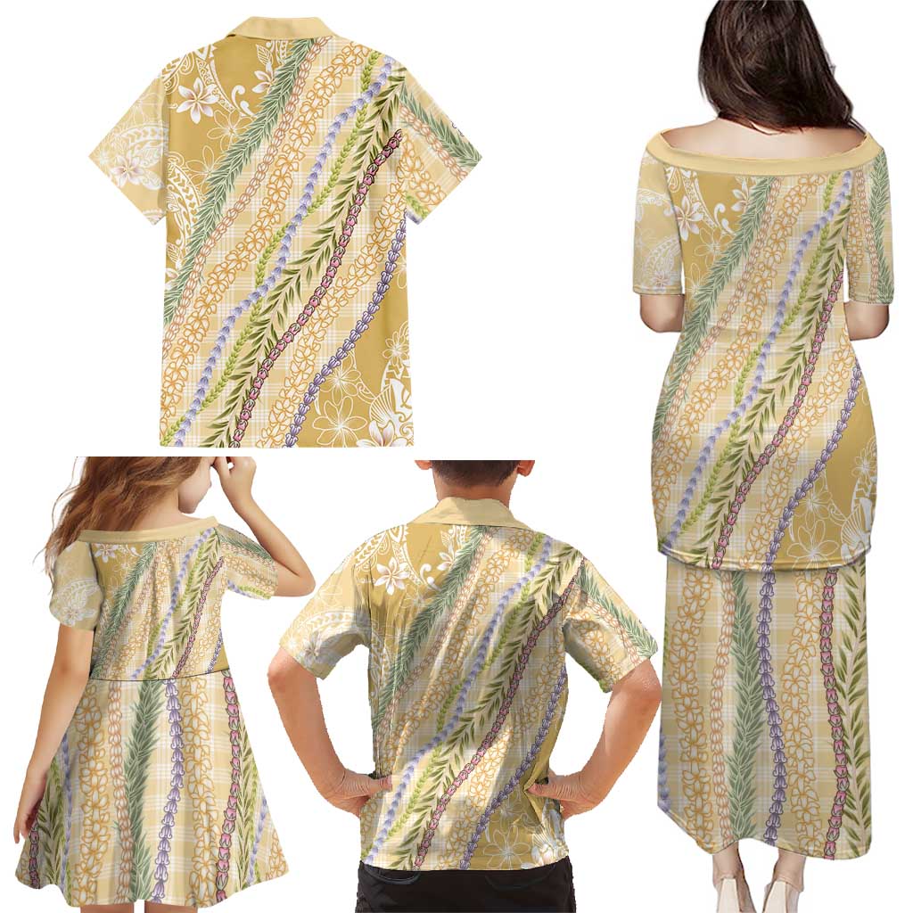 Yellow Palaka Hawaii Leis Family Matching Puletasi and Hawaiian Shirt Hawaiian-plaid Elegant Tropical Vibes LT14 - Polynesian Pride