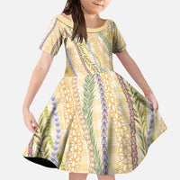 Yellow Palaka Hawaii Leis Family Matching Summer Maxi Dress and Hawaiian Shirt Hawaiian-plaid Elegant Tropical Vibes LT14 Daughter's Dress Yellow - Polynesian Pride