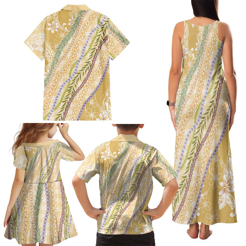 Yellow Palaka Hawaii Leis Family Matching Tank Maxi Dress and Hawaiian Shirt Hawaiian-plaid Elegant Tropical Vibes LT14 - Polynesian Pride