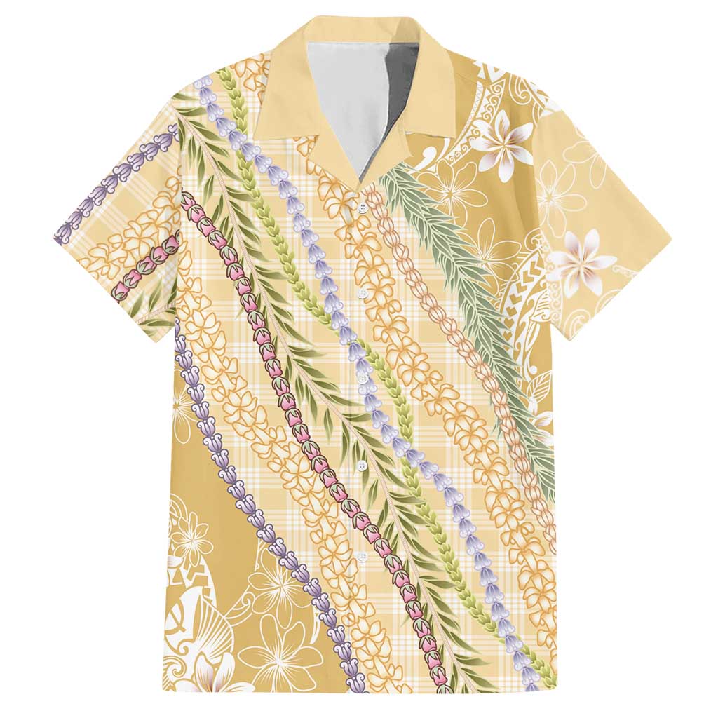 Yellow Palaka Hawaii Leis Hawaiian Shirt Hawaiian-plaid Elegant Tropical Vibes - Polynesian Pride