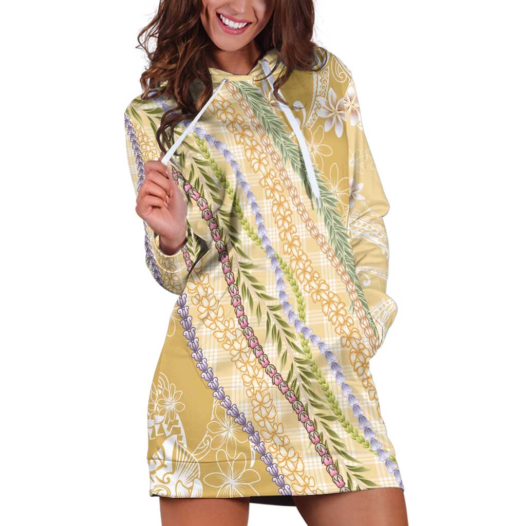 Yellow Palaka Hawaii Leis Hoodie Dress Hawaiian-plaid Elegant Tropical Vibes LT14 Yellow - Polynesian Pride