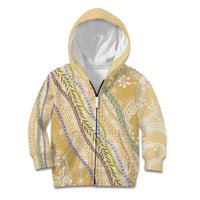 Yellow Palaka Hawaii Leis Kid Hoodie Hawaiian-plaid Elegant Tropical Vibes - Polynesian Pride