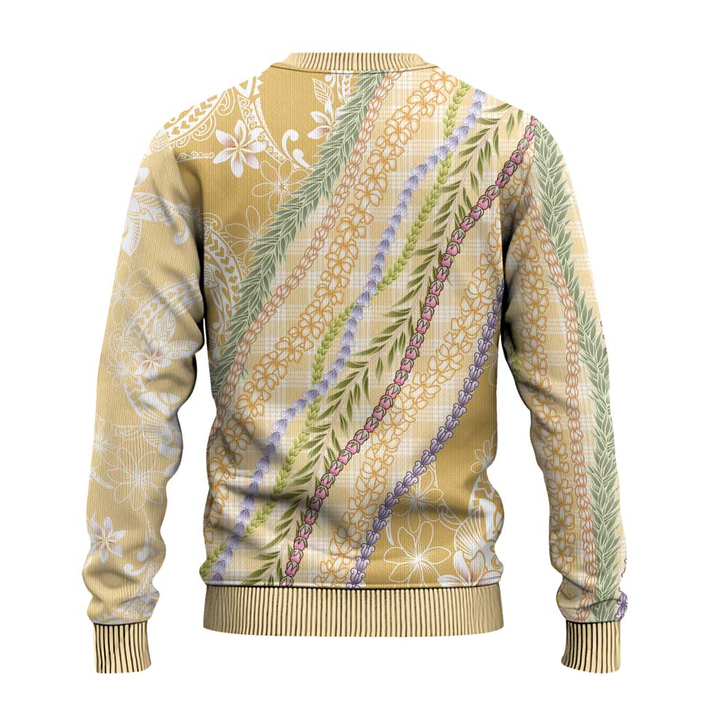 Yellow Palaka Hawaii Leis Ugly Christmas Sweater Hawaiian-plaid Elegant Tropical Vibes LT14 - Polynesian Pride