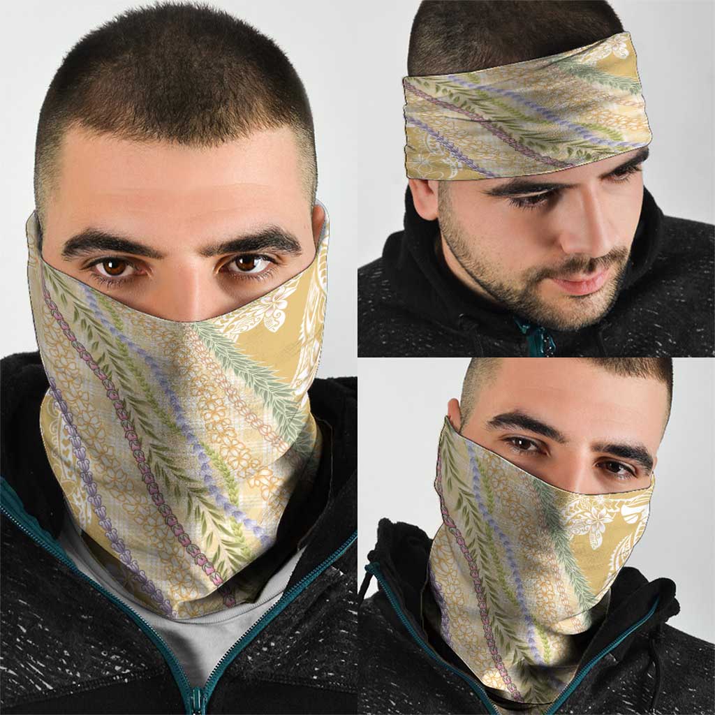 Yellow Palaka Hawaii Leis Neck Gaiter Hawaiian-plaid Elegant Tropical Vibes - Polynesian Pride