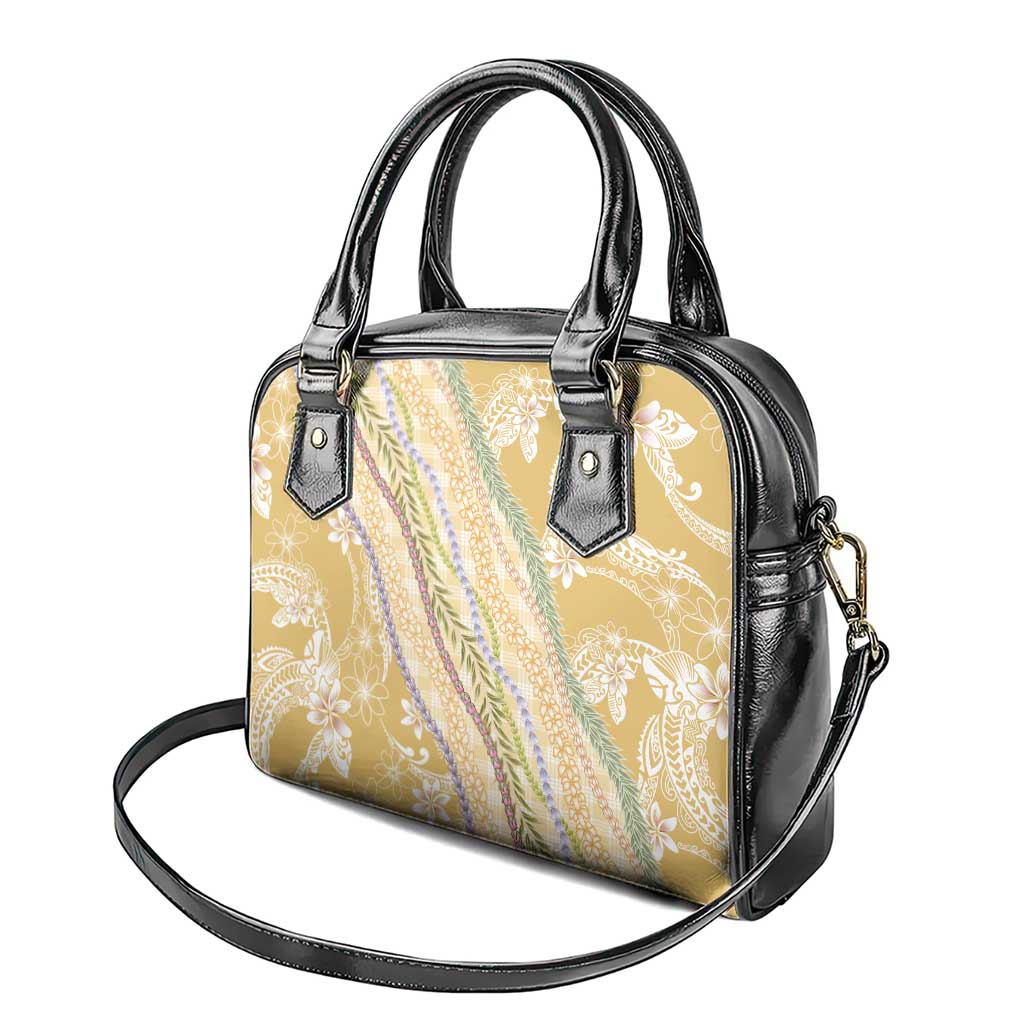 Yellow Palaka Hawaii Leis Shoulder Handbag Hawaiian-plaid Elegant Tropical Vibes - Polynesian Pride