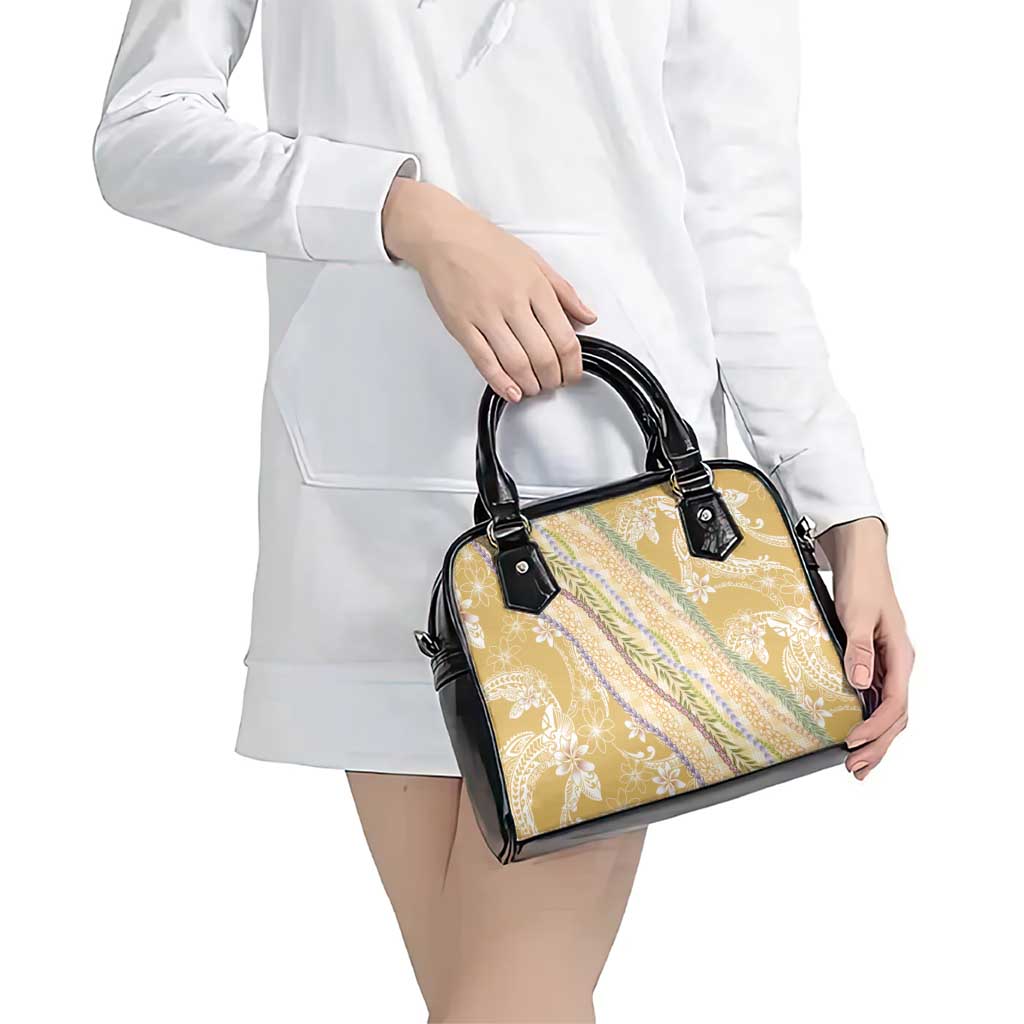 Yellow Palaka Hawaii Leis Shoulder Handbag Hawaiian-plaid Elegant Tropical Vibes - Polynesian Pride