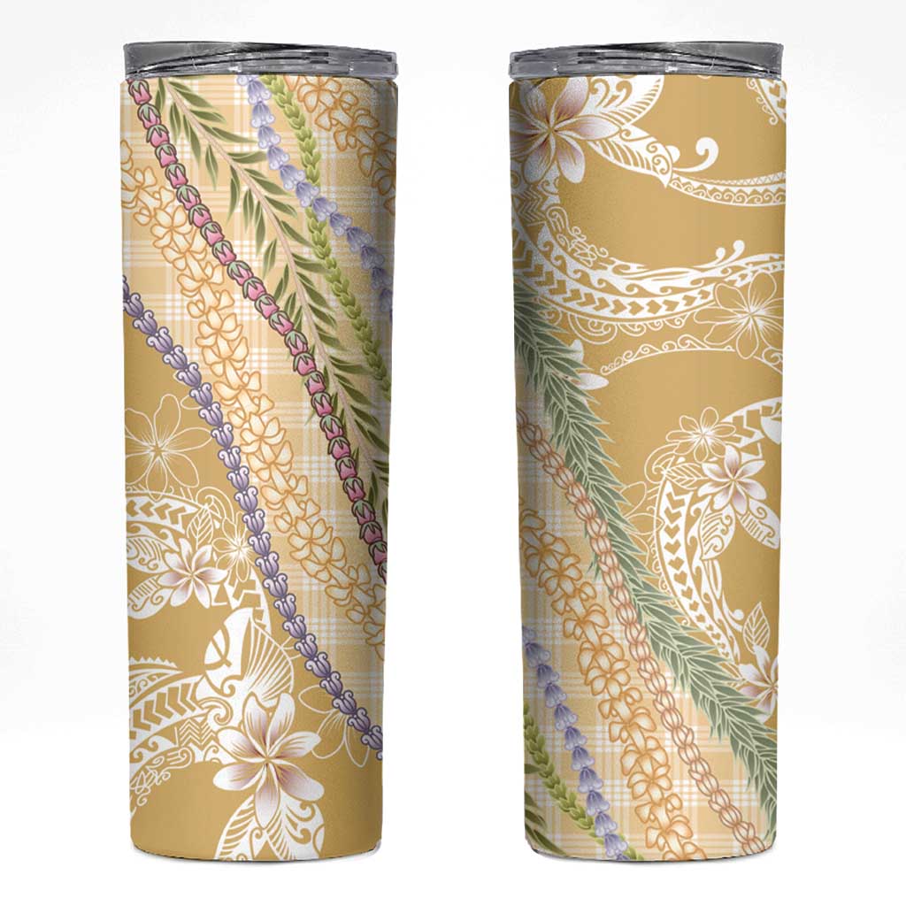 Yellow Palaka Hawaii Leis Skinny Tumbler Hawaiian-plaid Elegant Tropical Vibes LT14 Yellow - Polynesian Pride