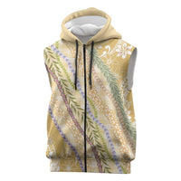Yellow Palaka Hawaii Leis Sleeveless Zip Hoodie Hawaiian-plaid Elegant Tropical Vibes - Polynesian Pride