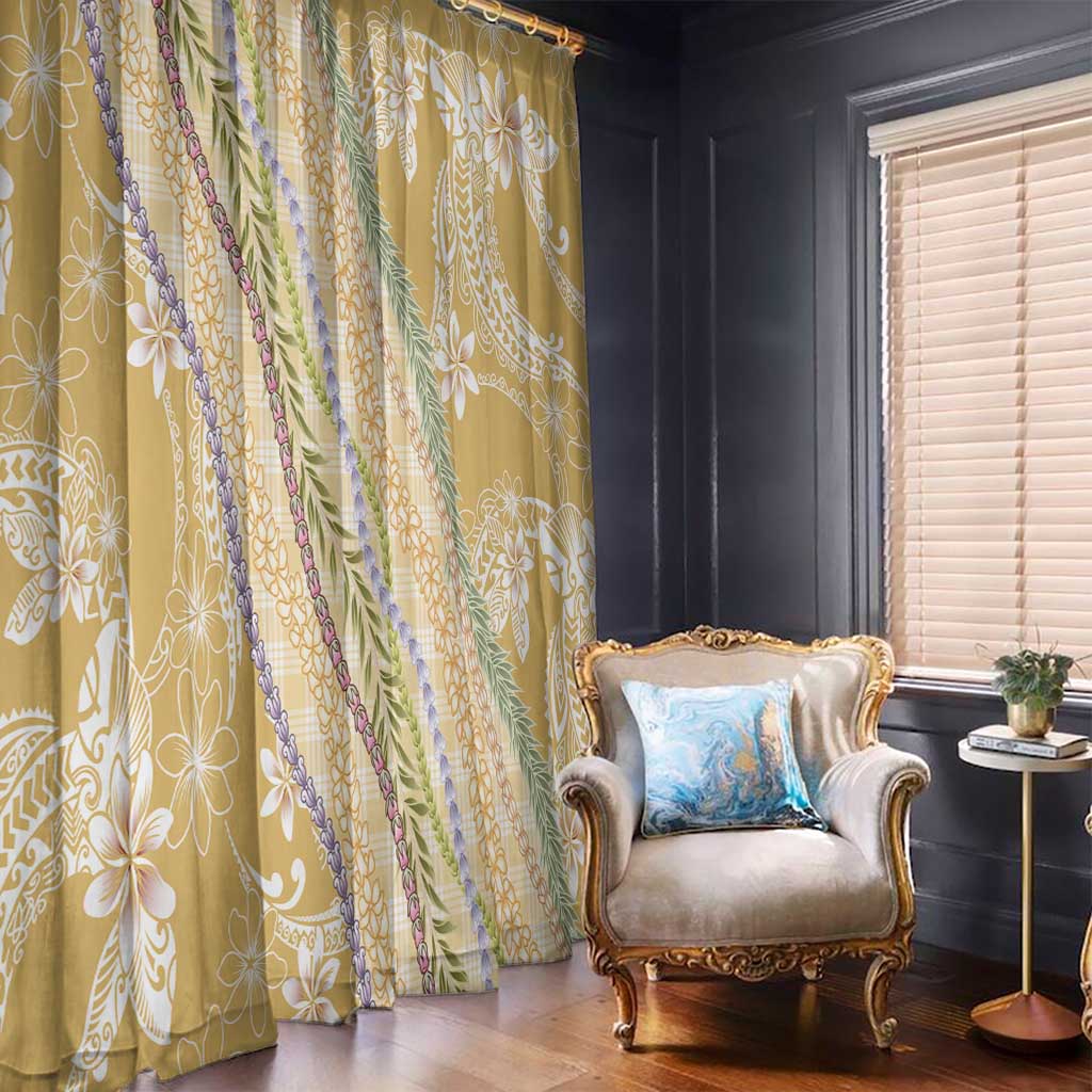 Yellow Palaka Hawaii Leis Window Curtain Hawaiian-plaid Elegant Tropical Vibes - Polynesian Pride
