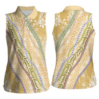 Yellow Palaka Hawaii Leis Women Sleeveless Polo Shirt Hawaiian-plaid Elegant Tropical Vibes LT14 - Polynesian Pride