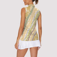 Yellow Palaka Hawaii Leis Women Sleeveless Polo Shirt Hawaiian-plaid Elegant Tropical Vibes LT14 - Polynesian Pride