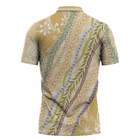 Yellow Palaka Hawaii Leis Zipper Polo Shirt Hawaiian-plaid Elegant Tropical Vibes - Polynesian Pride
