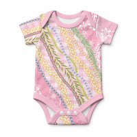 Pink Palaka Hawaii Leis Baby Onesie Hawaiian-plaid Elegant Tropical Vibes