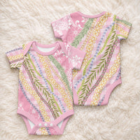 Pink Palaka Hawaii Leis Baby Onesie Hawaiian-plaid Elegant Tropical Vibes