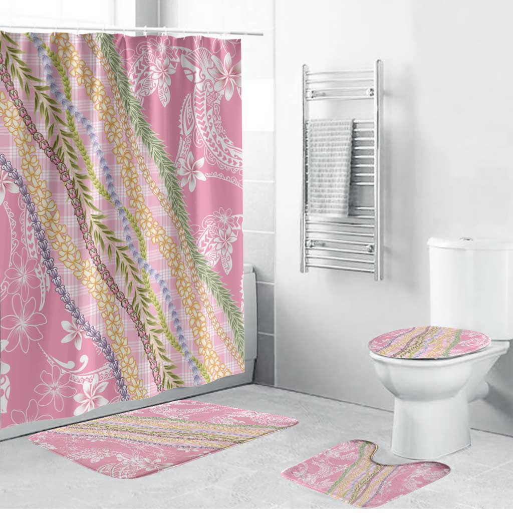 Pink Palaka Hawaii Leis Bathroom Set Hawaiian-plaid Elegant Tropical Vibes LT14 Bathroom Set (4 pcs) Pink - Polynesian Pride