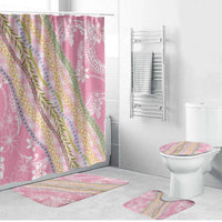 Pink Palaka Hawaii Leis Bathroom Set Hawaiian-plaid Elegant Tropical Vibes LT14 Bathroom Set (4 pcs) Pink - Polynesian Pride
