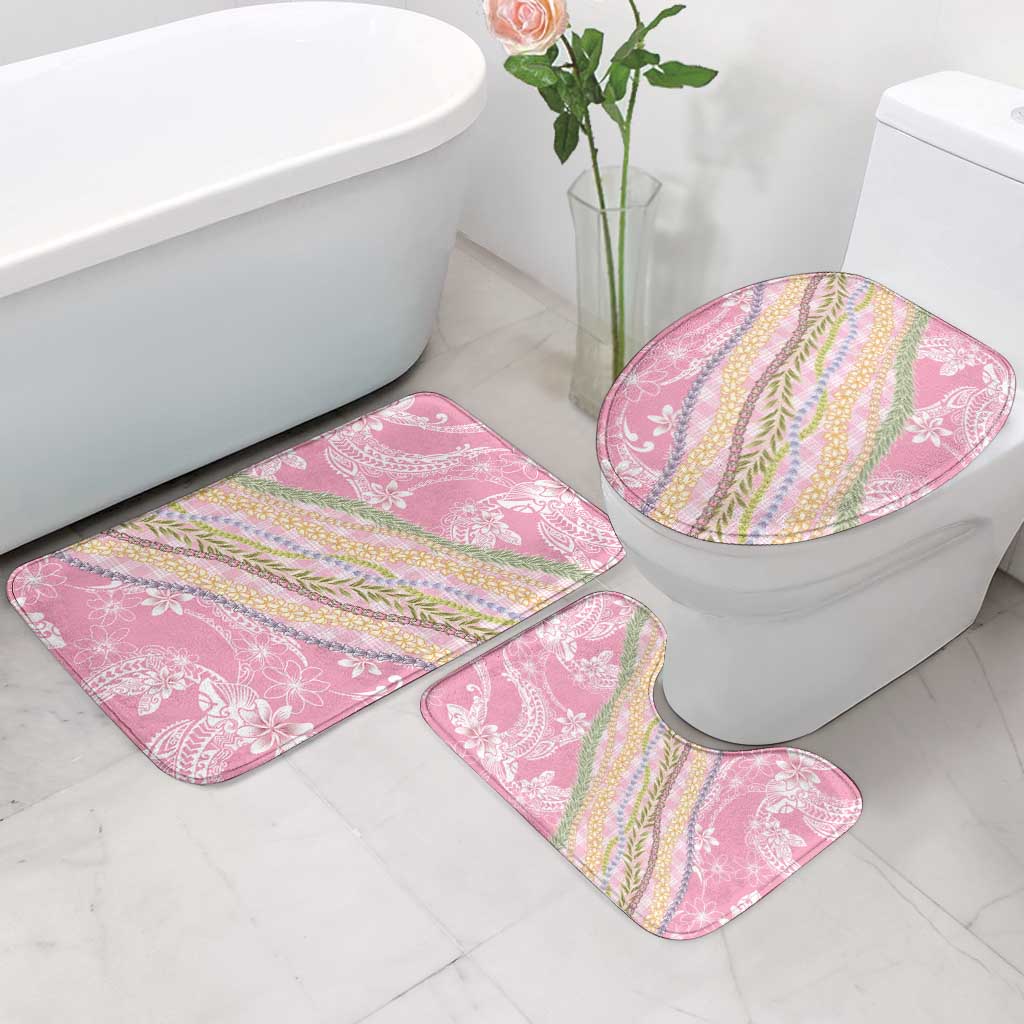 Pink Palaka Hawaii Leis Bathroom Set Hawaiian-plaid Elegant Tropical Vibes LT14 - Polynesian Pride