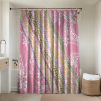 Pink Palaka Hawaii Leis Bathroom Set Hawaiian-plaid Elegant Tropical Vibes LT14 Shower Curtain Only Pink - Polynesian Pride