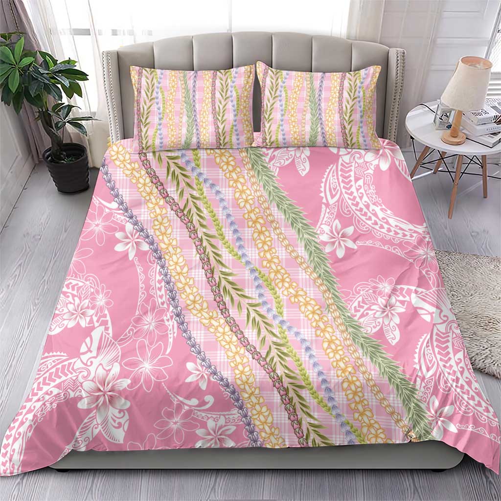 Pink Palaka Hawaii Leis Bedding Set Hawaiian-plaid Elegant Tropical Vibes LT14 - Polynesian Pride