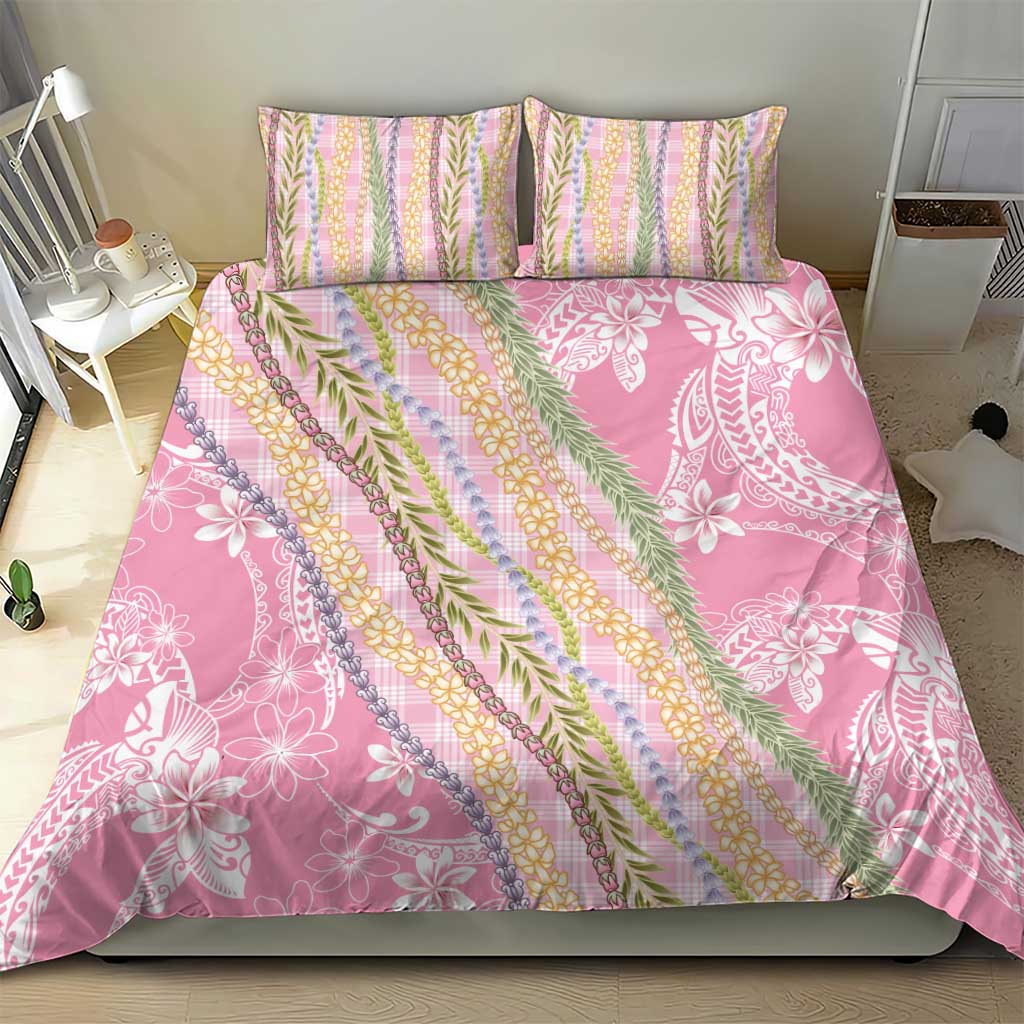Pink Palaka Hawaii Leis Bedding Set Hawaiian-plaid Elegant Tropical Vibes LT14 - Polynesian Pride