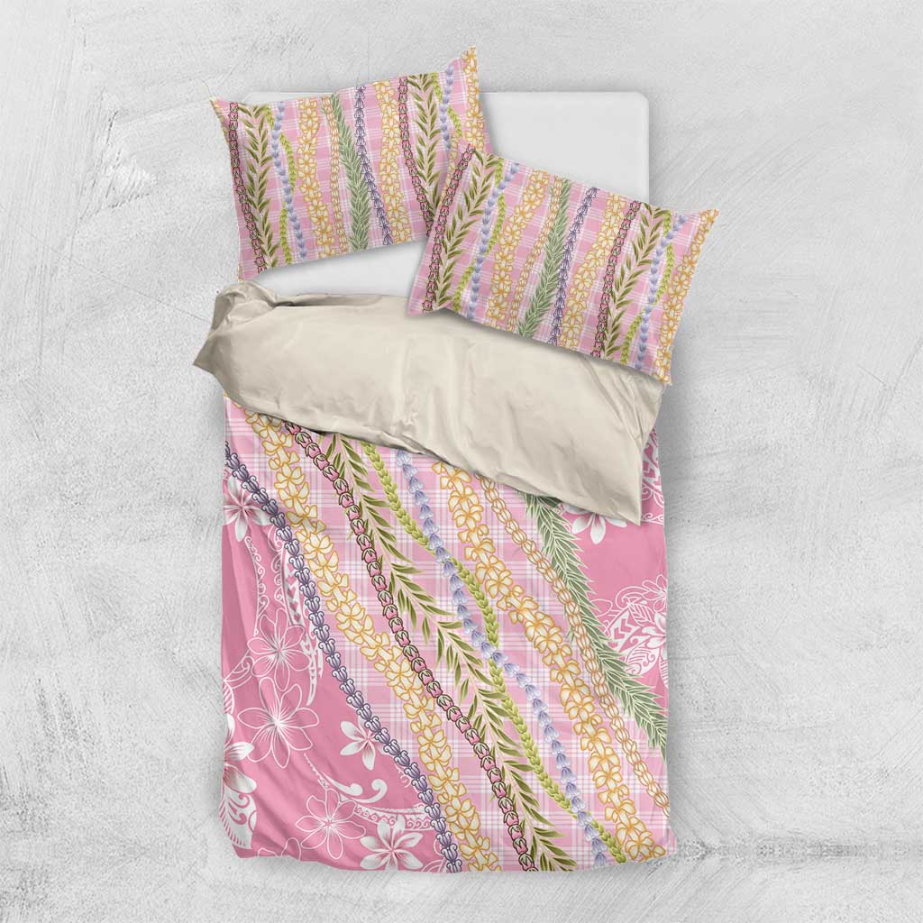 Pink Palaka Hawaii Leis Bedding Set Hawaiian-plaid Elegant Tropical Vibes LT14 US Twin 172cm x 218cm Pink - Polynesian Pride