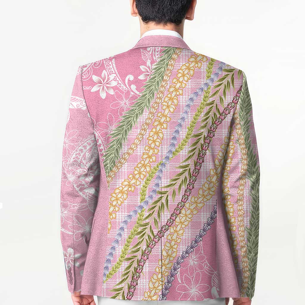 Pink Palaka Hawaii Leis Blazer Hawaiian-plaid Elegant Tropical Vibes - Polynesian Pride