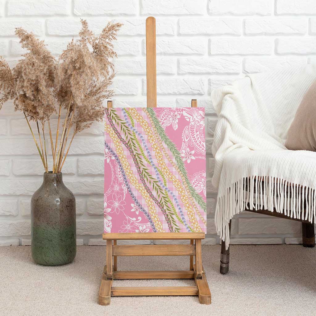 Pink Palaka Hawaii Leis Canvas Wall Art Hawaiian-plaid Elegant Tropical Vibes - Polynesian Pride