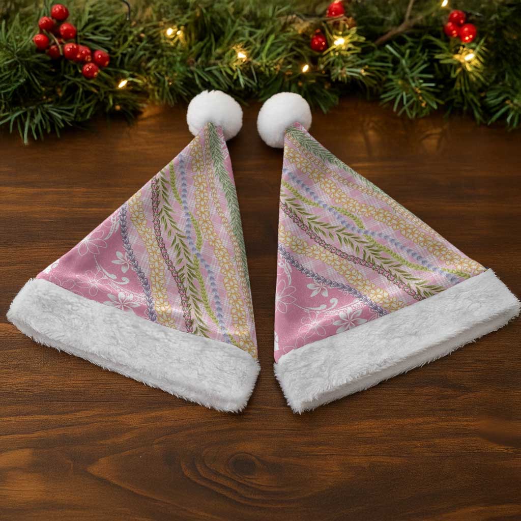 Pink Palaka Hawaii Leis Christmas Santa Hat Hawaiian-plaid Elegant Tropical Vibes - Polynesian Pride