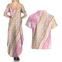 Pink Palaka Hawaii Leis Couples Matching Summer Maxi Dress and Hawaiian Shirt Hawaiian-plaid Elegant Tropical Vibes LT14 - Polynesian Pride